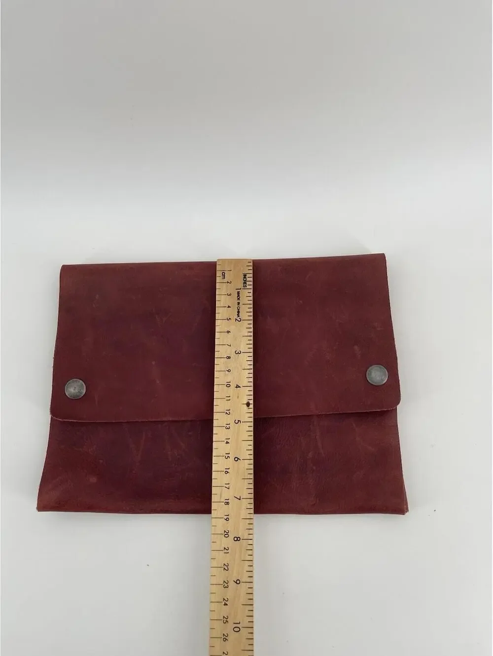 Hide & Drink Leather Pouch Wallet Red Handmade Snap Closure Unisex Rustic.